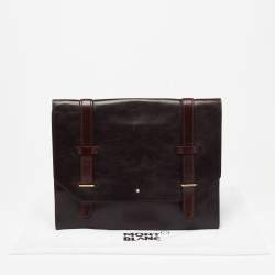 مملوكة مسبقًا Montblanc Dark Brown Leather Flap Document Briefcase