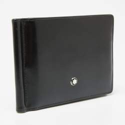 Pre Owned Montblanc Black Leather Meisterstuck Money Clip 6CC Wallet