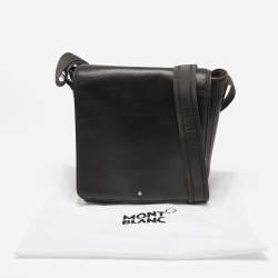 Montblanc Dark Brown Leather Meisterstuck North South Messenger Bag