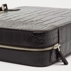 مملوكة مسبقًا Montblanc Black Croc Embossed Leather Meisterstuck Laptop Briefcase Bag