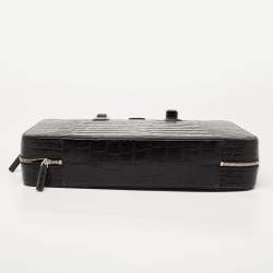 مملوكة مسبقًا Montblanc Black Croc Embossed Leather Meisterstuck Laptop Briefcase Bag