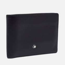 Pre Owned محفظة مون بلان مايسترستاك جلد أسود ثنائية الطي