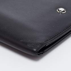 Pre Owned محفظة مون بلان مايسترستاك جلد أسود ثنائية الطي