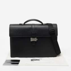 Pre Owned Montblanc Black Leather 4810 Westside Double Gusset Briefcase Bag