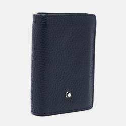 Pre Owned Montblanc Dark Blue Leather Meisterstuck Business Card Holder