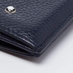 Pre Owned Montblanc Dark Blue Leather Meisterstuck Business Card Holder
