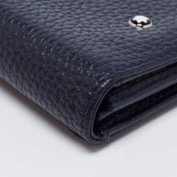 Pre Owned Montblanc Dark Blue Leather Meisterstuck Business Card Holder