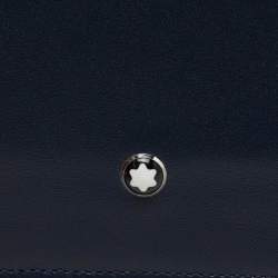 Pre Owned Montblanc Blue Leather Meisterstück 6CC Money Clip Wallet