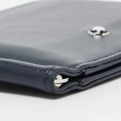 Pre Owned Montblanc Blue Leather Meisterstück 6CC Money Clip Wallet