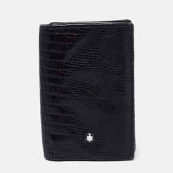 Pre Owned Montblanc Black Lizard Embossed Leather Meisterstuck Bifold Card Holder
