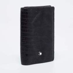 Pre Owned Montblanc Black Lizard Embossed Leather Meisterstuck Bifold Card Holder