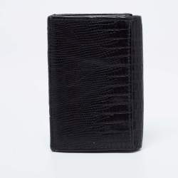 Pre Owned Montblanc Black Lizard Embossed Leather Meisterstuck Bifold Card Holder