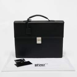 Montblanc Black Leather Meisterstuck Single Gusset Briefcase