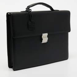 Montblanc Black Leather Meisterstuck Single Gusset Briefcase