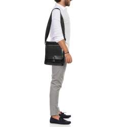 Montblanc Black Leather Nightflight Messenger Bag