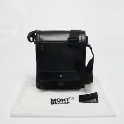 Montblanc Black Leather Nightflight Messenger Bag