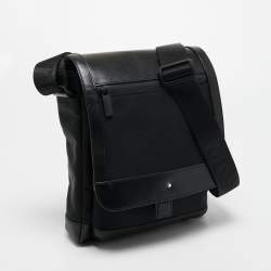 Montblanc Black Leather Nightflight Messenger Bag