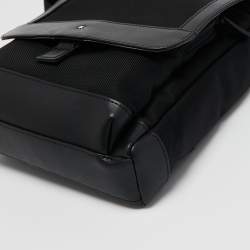 Montblanc Black Leather Nightflight Messenger Bag