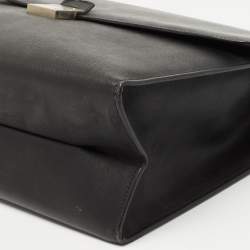 Montblanc Black Leather Pushlock Flap Briefcase 