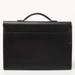Montblanc Black Leather Pushlock Flap Briefcase 