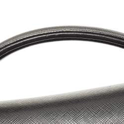 Montblanc Black Leather Pushlock Flap Briefcase 