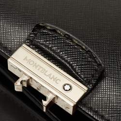 Montblanc Black Leather Pushlock Flap Briefcase 