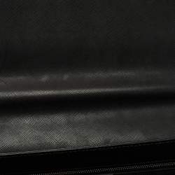 Montblanc Black Leather Pushlock Flap Briefcase 