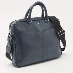 Montblanc Blue Leather Meisterstuck Laptop Bag