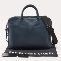 Montblanc Blue Leather Meisterstuck Laptop Bag