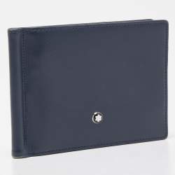 Montblanc Navy Blue Leather Meisterstück 6CC Money Clip Wallet