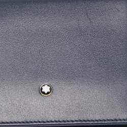 Montblanc Navy Blue Leather Meisterstück 6CC Money Clip Wallet