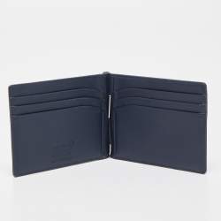 Montblanc Navy Blue Leather Meisterstück 6CC Money Clip Wallet