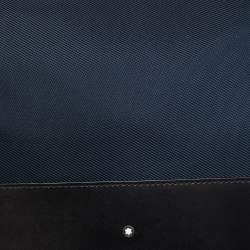 Pre Owned Montblanc Dark Blue/Black Nylon and Leather Nightflight Messenger Bag