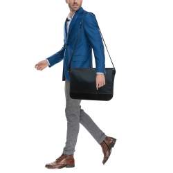 Pre Owned Montblanc Dark Blue/Black Nylon and Leather Nightflight Messenger Bag