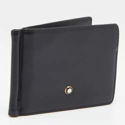 Pre Owned Montblanc Black Leather Meisterstuck Money Clip 6CC Wallet
