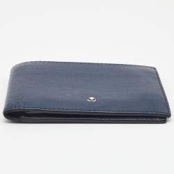 Montblanc Nay Blue Leather Meisterstuck 6CC Bifold Wallet