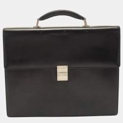 Montblanc Black Leather Meisterstuck Single Gusset Briefcase 