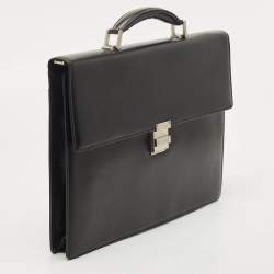 Montblanc Black Leather Meisterstuck Single Gusset Briefcase 