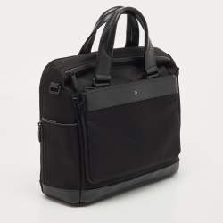 Pre Owned Montblanc Black Nylon and Leather Nightflight Briefcase