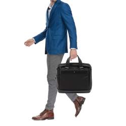 Pre Owned Montblanc Black Nylon and Leather Nightflight Briefcase