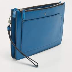 Montblanc Blue Leather Meisterstuck Wristlet Clutch