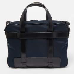 Montblanc Blue/Black Nylon and Leather Nightflight Briefcase Bag