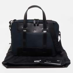 Montblanc Blue/Black Nylon and Leather Nightflight Briefcase Bag