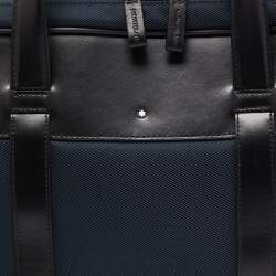Montblanc Blue/Black Nylon and Leather Nightflight Briefcase Bag