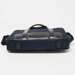 Montblanc Blue/Black Nylon and Leather Nightflight Briefcase Bag