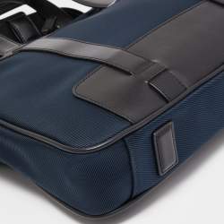 Montblanc Blue/Black Nylon and Leather Nightflight Briefcase Bag