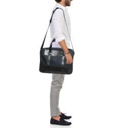 Montblanc Blue/Black Nylon and Leather Nightflight Briefcase Bag