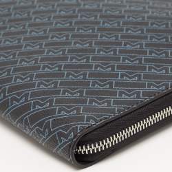Montblanc Black/Blue Coated Canvas and Leather Zip Portfolio
