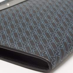 Montblanc Black/Blue Coated Canvas and Leather Zip Portfolio