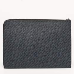 Montblanc Black/Blue Coated Canvas and Leather Zip Portfolio
